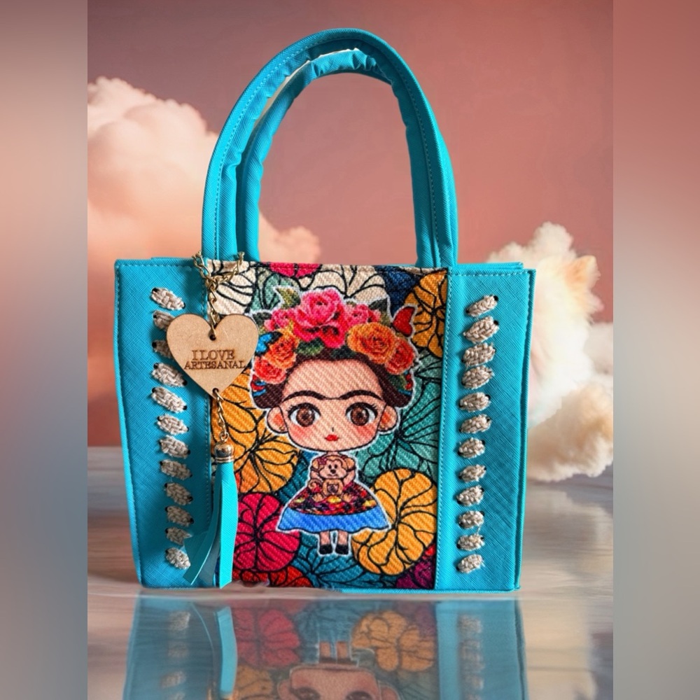 Artisan Vibrant Blue Tote with Floral Embroidery